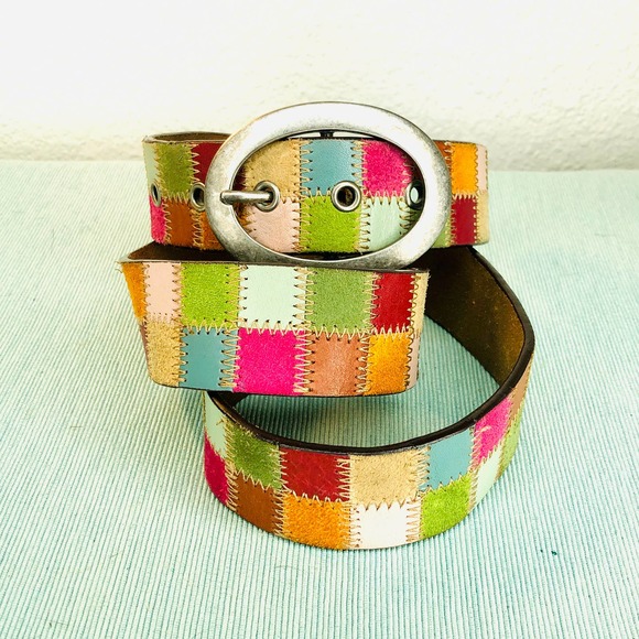Fossil Accessories - Women’s Fossil multi color genuine leather Patchwork belt